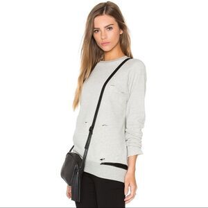 Benjamin Jay Relia Destroyed Sweatshirt Pullover Medium Grey Zipper Detail